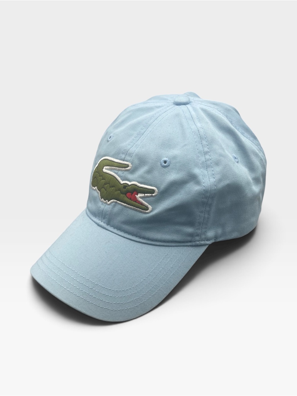 Lacoste Big Croc Embroidered Baseball Cap Light Baby Blue Dad Hat One Size